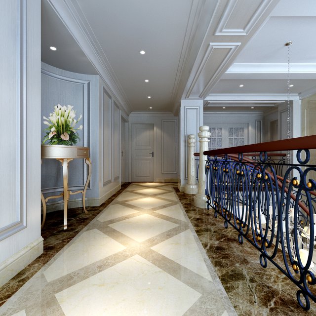 Full set of luxurious luxury double – style living room restaurant 1756 3D Model