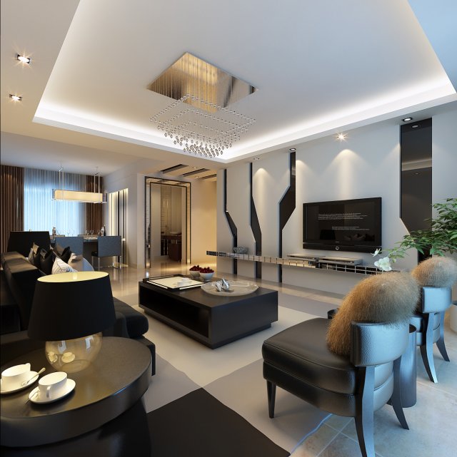 Stylish luxury home decoration – living room 6140 3D Model