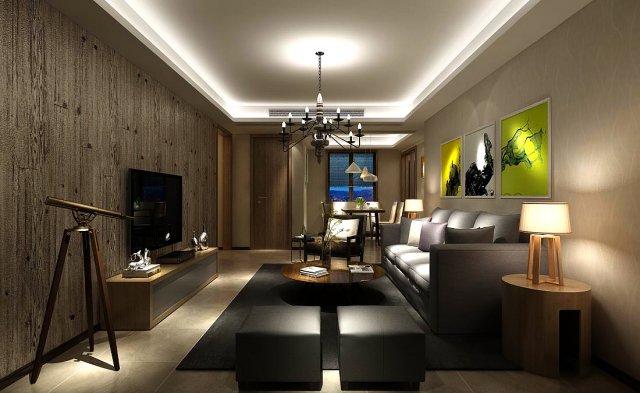 Stylish avant-garde living room design 141 3D Model