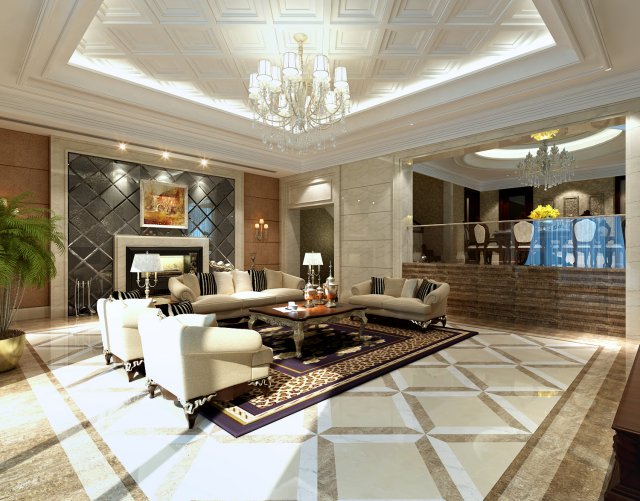 Modern style European living room is 1830 3D Model