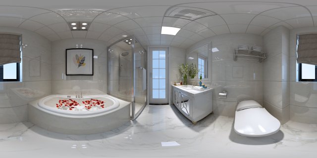 Panoramic neo-classical style bathroom toilet space 01 3D Model