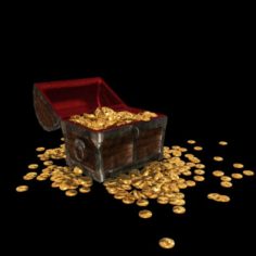 Medieval treasure chest with animation 3D Model