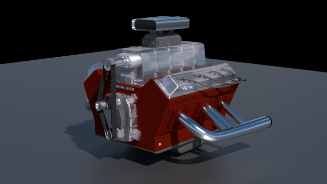 Supercharged V8 Engine 3D Model