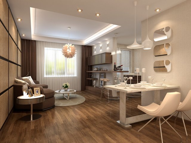 The luxurious modern living room is 1863 3D Model