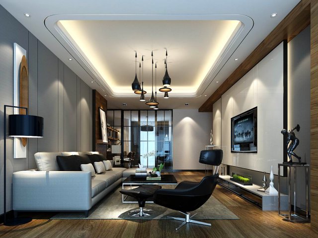 Stylish avant-garde living room design 94 3D Model