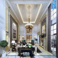 Stylish luxury home decoration – living room 6137 3D Model