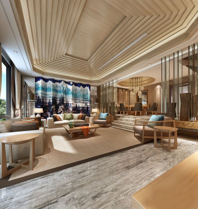 Stylish luxury home decoration – living room 6132 3D Model
