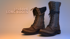 Studded Long Boots 3D Model