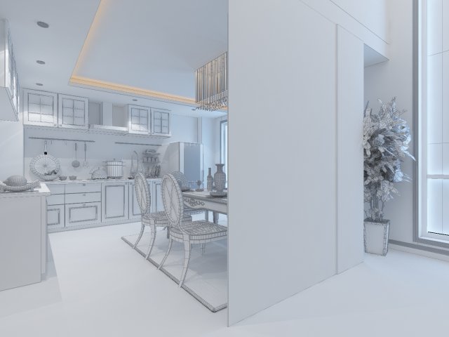 Luxury fashion European restaurant 1825 3D Model