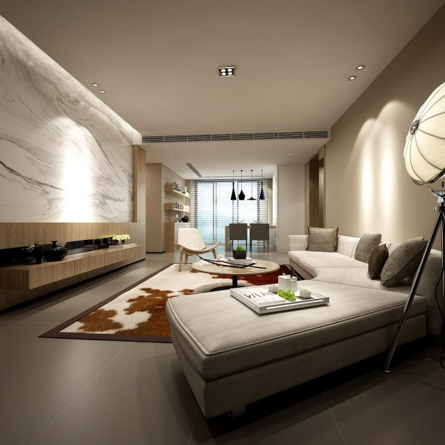Stylish avant-garde living room design 167 3D Model