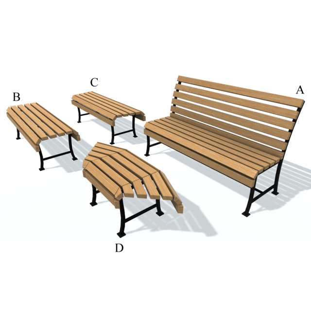 Usual Bench A B C D fr Free 3D Model