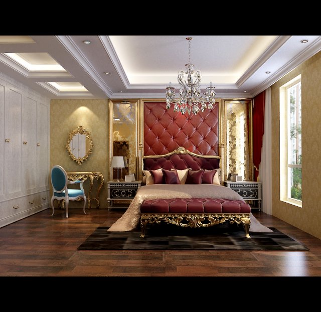 Stylish European bedroom 1875 3D Model