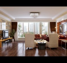 Fashionable concise European living room 5102 3D Model
