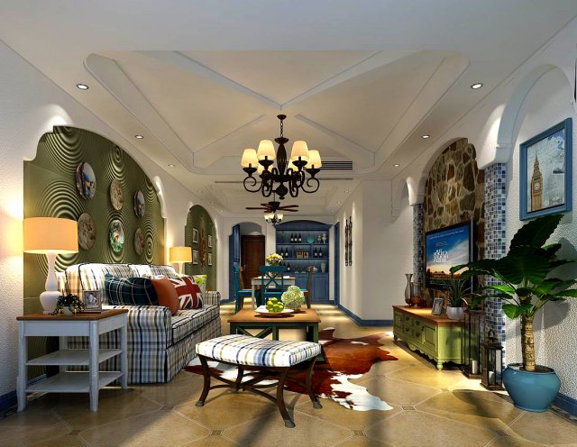 Stylish avant-garde living room design 40 3D Model