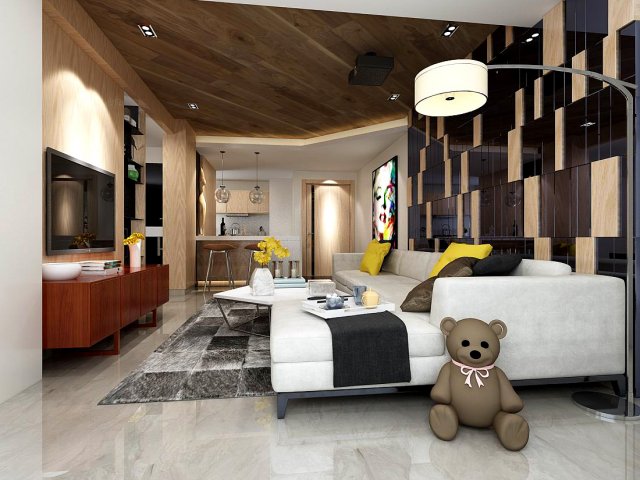 Stylish avant-garde living room design 162 3D Model