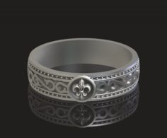 Stylish silver ring with black 3D Model