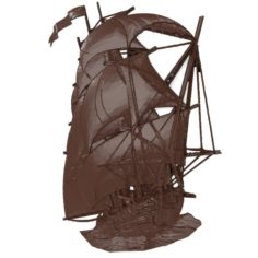 Sailer ship bas relief for CNC 3D Model