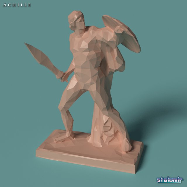 Polygonal Statue Achilles printable 3D Model
