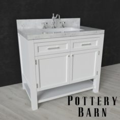 PIEDMONT SINGLE SINK CONSOLE and LANGFORD CROSS-HANDLE WIDESPREAD BATHROOM FAUCET 3D Model