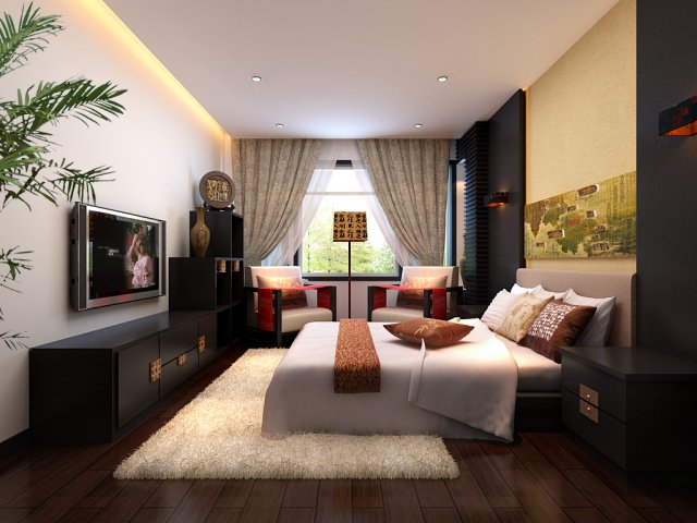 Chinese style retro bedroom 1810 3D Model