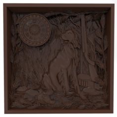 The hunting time Bas relief 3D Model