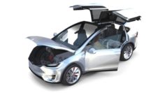 Tesla Model X Silver with interior and chassis 3D Model