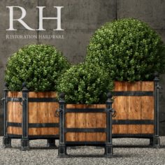 Restoration Hardware versailles wood panel planters 3D Model