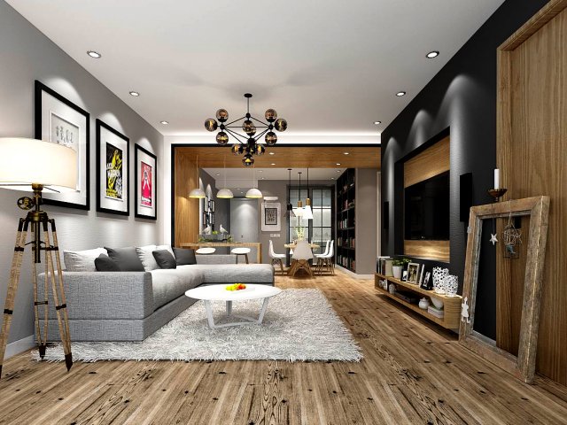 Stylish avant-garde living room design 163 3D Model