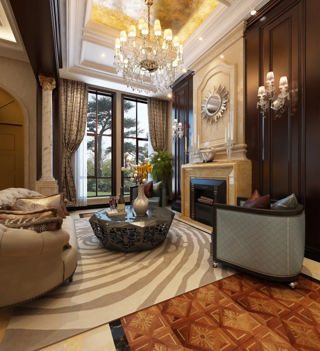 Stylish luxury home decoration – living room 6101 3D Model