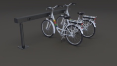 Electric City Bicycle and Station 3D Model
