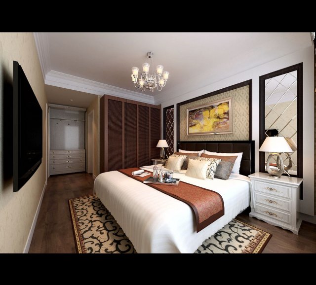 Stylish European bedroom 1881 3D Model