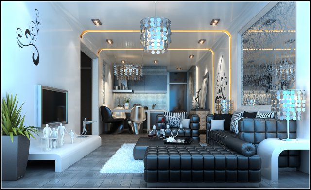 Deluxe modern living room 1849 3D Model