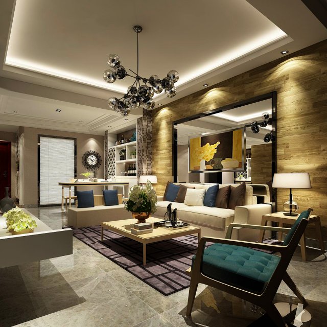 Stylish avant-garde living room design 197 3D Model