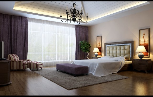 Stylish European bedroom 1851 3D Model