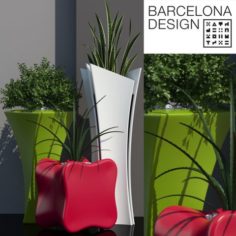Barcelona design flowerpots set 01 3D Model