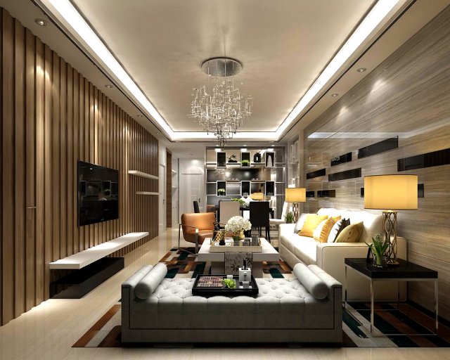 Stylish avant-garde living room design 165 3D Model