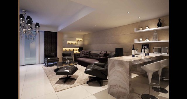 Deluxe modern living room 1815 3D Model