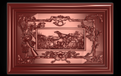 The hunting dogs Bas relief 3D Model