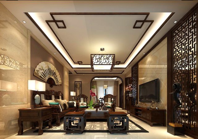 Stylish family living room design 16 3D Model