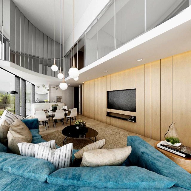 Stylish family living room design 11 3D Model
