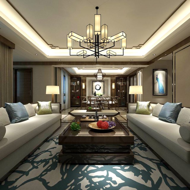 Stylish avant-garde living room design 73 3D Model