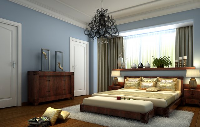 Stylish modern bedroom 1824 3D Model