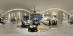 Panoramic neo-classical style living room dining room 28 3D Model