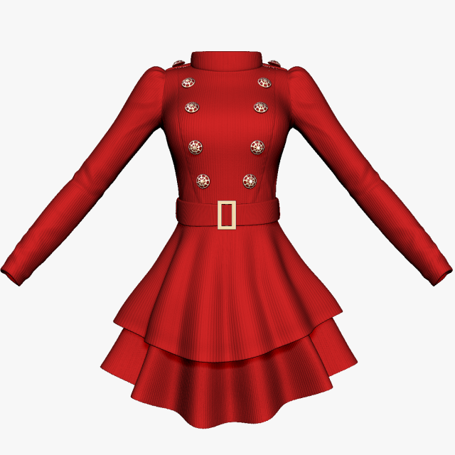 Long Sleeve Womens Dress 3D Model