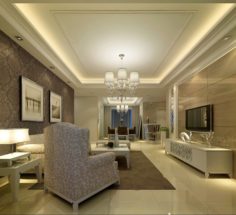 Fashionable concise European living room 5129 3D Model