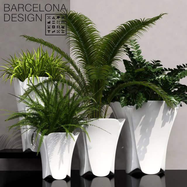 Barcelona design flowerpots set 02 3D Model