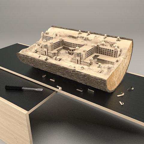 Wood hotel 3D Model