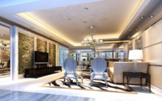 Fashionable and concise European living room 1786 3D Model