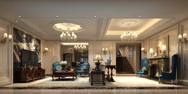 European-style living room design 24 3D Model