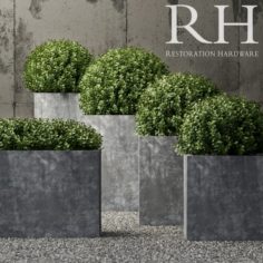Restoration hardware estate zinc square planters 3D Model